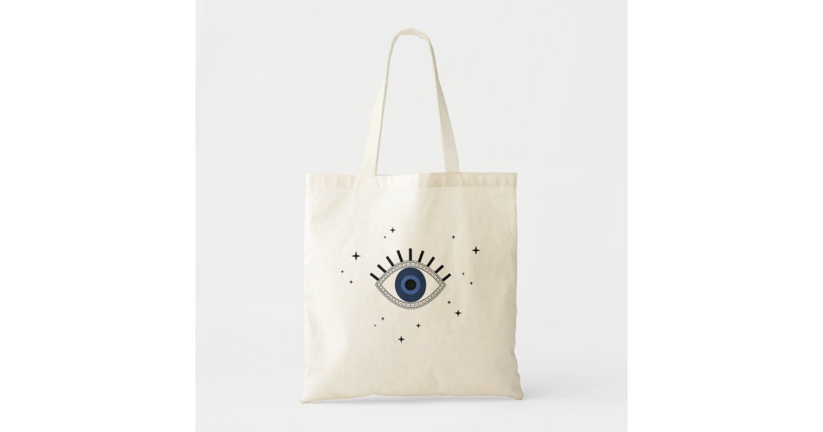 Personalized Canvas Tote Bag Evil Eye Protection 