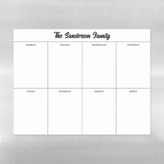 Minimal Magnetic Weekly Planner | Meal Planner  Dry Erase Sheet