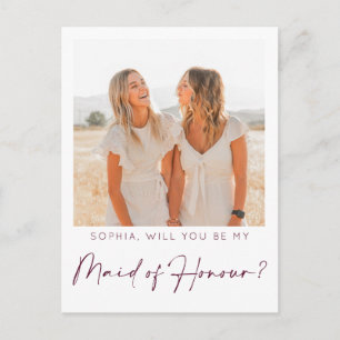 Minimal Maid of Honor Proposal Card with Photo