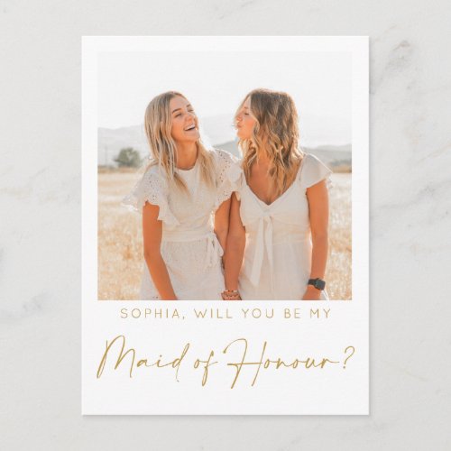 Minimal Maid of Honor Proposal Card with Photo