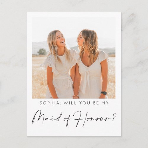 Minimal Maid of Honour Proposal Card with Photo