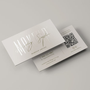 Minimal Makeup Artist Beauty Studio Neutral Raised Spot UV Business Card