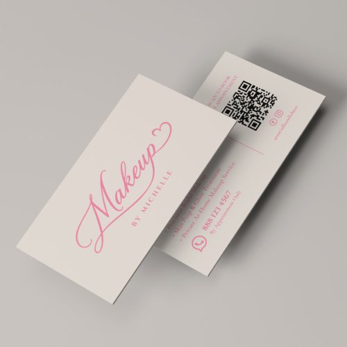 Minimal Makeup Artist Pink Sand Script Business Card