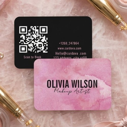 Minimal Makeup Artist QR Business Card
