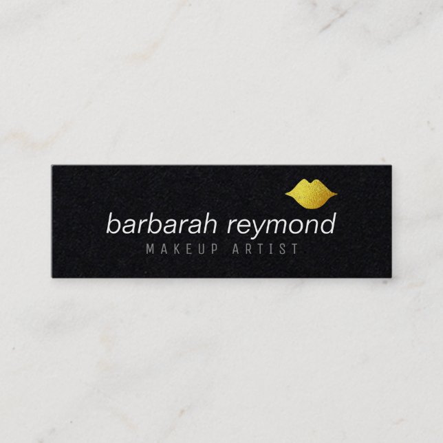minimal makeup beauty professional modern black mini business card (Front)