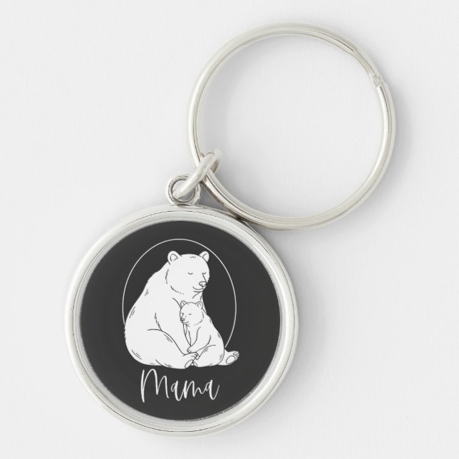 Minimal Mama Bear Line Art Design Keychain (Front)