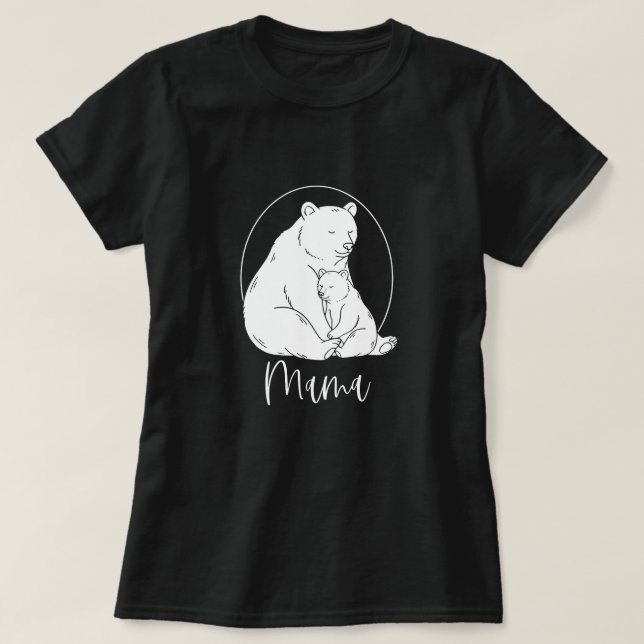 Minimal Mama Bear Line Art Design T-Shirt (Design Front)