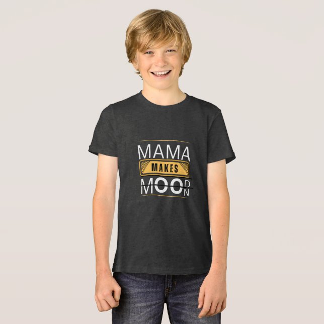 Minimal Mama Mood Moon Bear Design Tri-Blend Shirt (Front Full)
