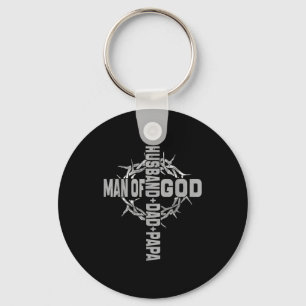 Minimal Man God Religious Christian Cross Keychain