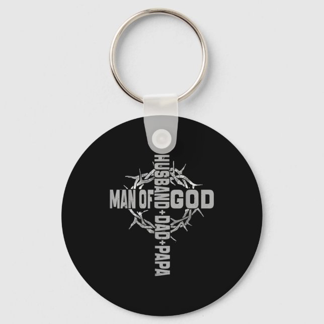 Minimal Man God Religious Christian Cross Keychain (Front)