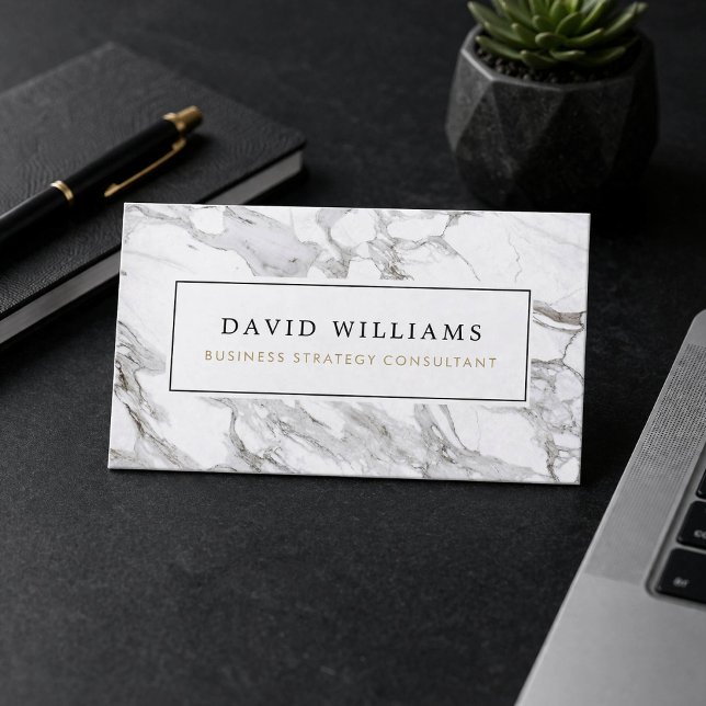 Minimal Marble Consultant Business Card (Creator Uploaded)