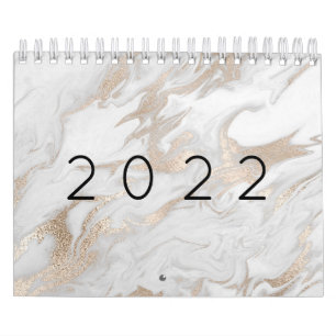 Minimal Marble White Gray Silver Rose Gold 202 Cal Calendar