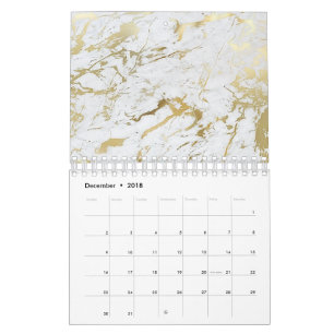 Minimal Marble White Gray Silver Rose Gold Stone Calendar