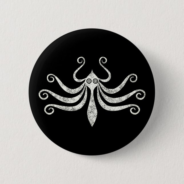 Minimal Marine Style Minoan Octopus (distressed) Button (Front)