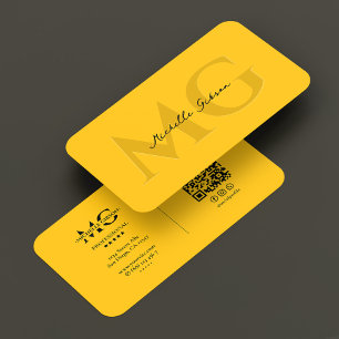Minimal Marketing Initials Yellow Professional  Business Card