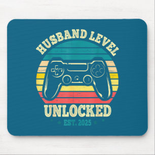 Minimal Married Gamer Leveled Up Husband Mouse Pad