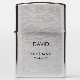 Minimal Masculine Black Text Best Man Keepsake Zippo Lighter
