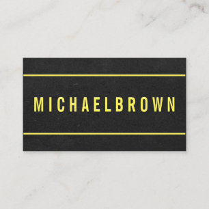Minimal Masculine Design with Yellow Text on Black Business Card