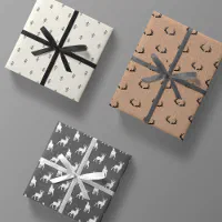 Minimal Masculine Kraft Black White Grey Christmas Wrapping Paper