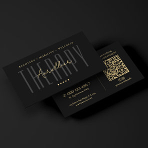 Minimal Massage Physical Therapist Black Wellness Business Card