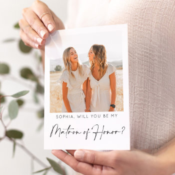 Minimal Matron Of Honor Proposal Card With Photo by CreativeUnionDesign at Zazzle