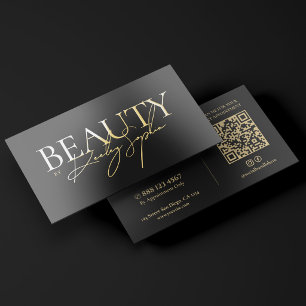 Minimal Med Spa Esthetician Black Gold Foil Business Cards