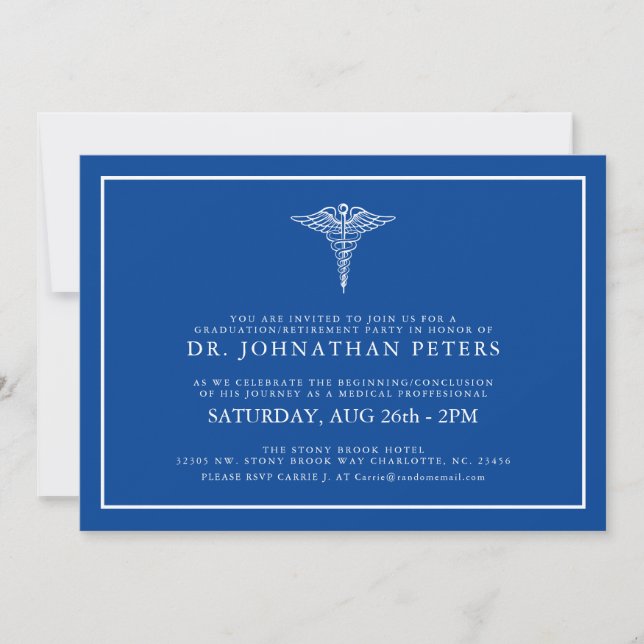Minimal Medical Graduation|Retirement Invitation (Front)