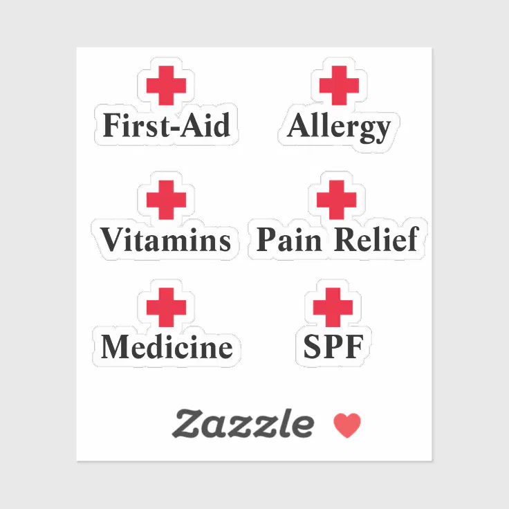 Minimal Medicine Organizing First Aid Sticker Zazzle