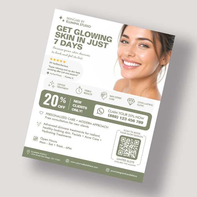 Minimal Medspa Therapist Esthetician Sage  Flyer (Minimal Medspa Therapist Esthetician Sage Flyer
)