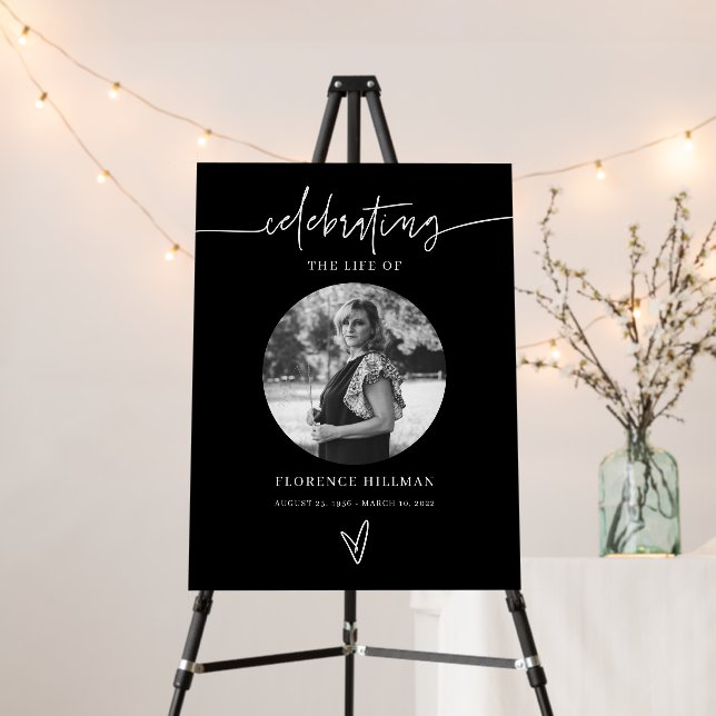 Minimal Memorial Celebration of Life Funeral Sign (In Situ (Stand))