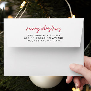 Minimal Merry Christmas Holiday return address Envelope
