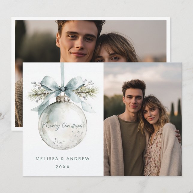 Minimal Merry Christmas Ornament Announcement (Front/Back)