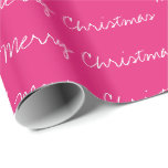 Minimal Merry Christmas typography magenta white Wrapping Paper<br><div class="desc">Elegant and simple Merry Christmas design.</div>