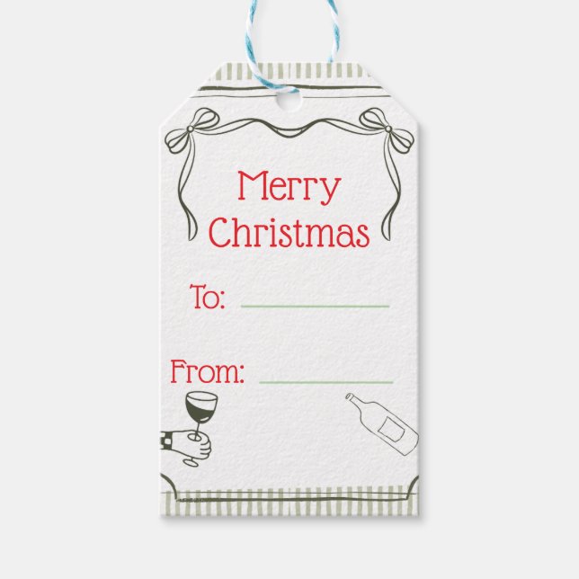 Minimal Merry Christmas Wine Gift Tag (Front)