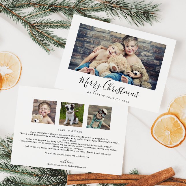 Minimal Merry Christmas Year In Review Landscape Holiday Card (Creator Uploaded)