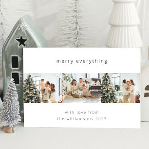 Minimal Merry Everything Four Photo Horizontal Holiday Card
