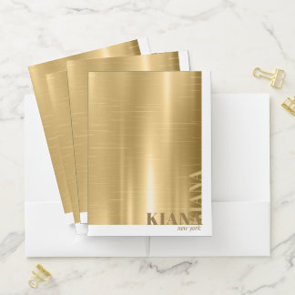 Minimal Metal Chic Sheen Gold ID791 Pocket Folder
