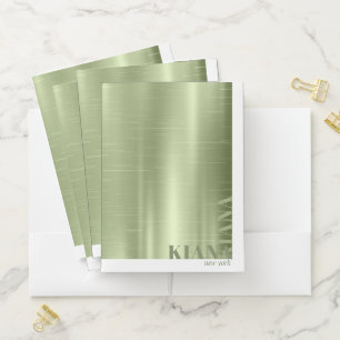 Minimal Metal Chic Sheen Olive Green ID791 Pocket Folder