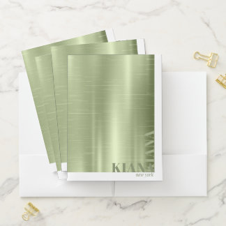 Minimal Metal Chic Sheen Olive Green ID791 Pocket Folder