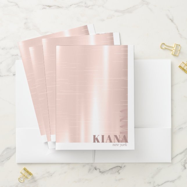 Minimal Metal Chic Sheen Rose Gold ID791 Pocket Folder (In Situ)