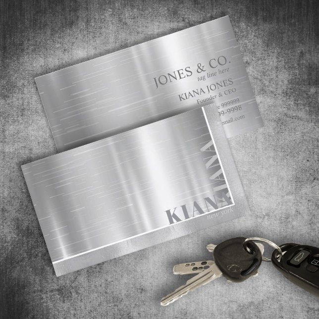 Minimal Metal Sheen & Foil Silver Std ID791 Business Card (Creator Uploaded)