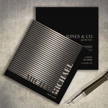 Minimal Metal Stripe Bronze Id792 Square Business Card by arrayforcards at Zazzle