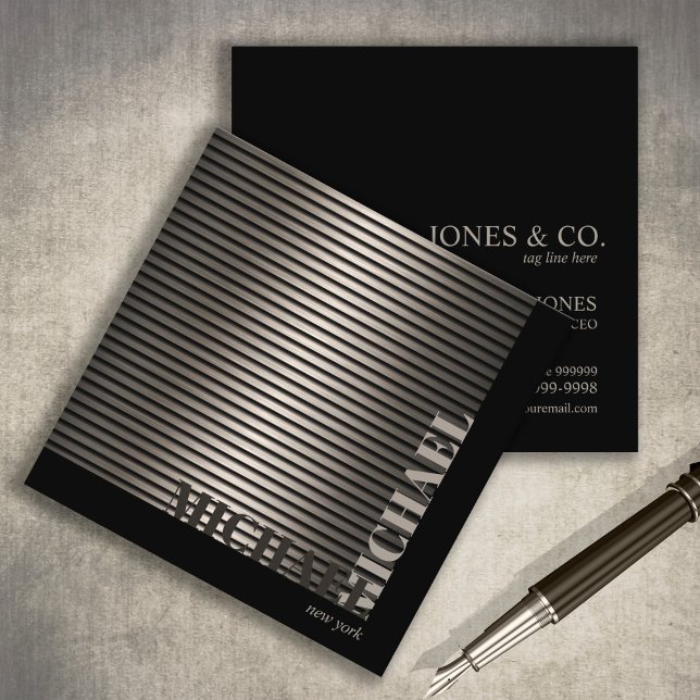 Minimal Metal Stripe Bronze ID792 Square Business Card (Creator Uploaded)