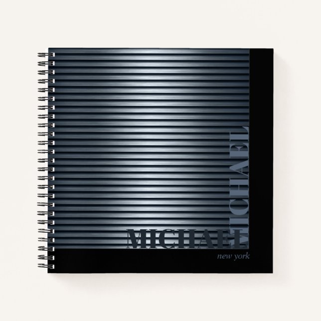 Minimal Metal Stripe Steel Blue ID792 Notebook (Front)