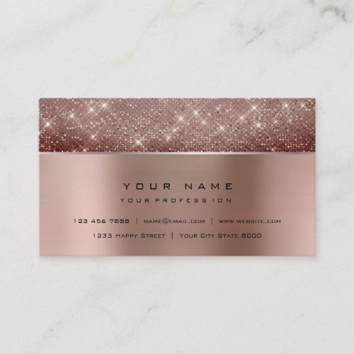 Minimal Metallic Copper Sparkly Silver Glitter VIP Business Card