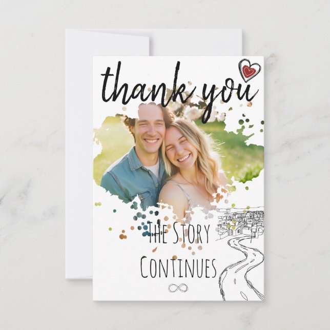 Minimal  Micro Courthouse Elopement Modern Wedding Thank You Card (Front)