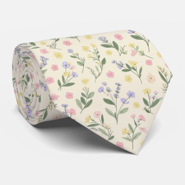 Minimal Micro Floral Pattern Neck Tie (Rolled)