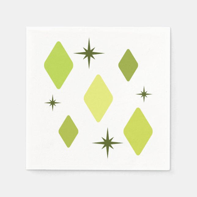 Minimal Mid Mod Diamonds Charteuse Napkins (Front)