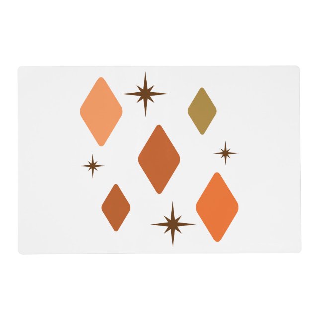 Minimal Mid Mod Diamonds Orange Placemat (Front)