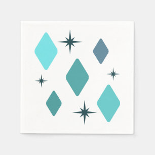 Minimal Mid Mod Diamonds Turquoise Napkins